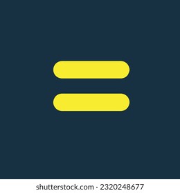 Yellow icon of equals symbol on dark blue background. Basic mathematical symbol. business finance concept in vector.