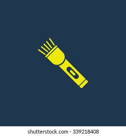 Yellow icon of Flash Light on dark blue background. Eps.10