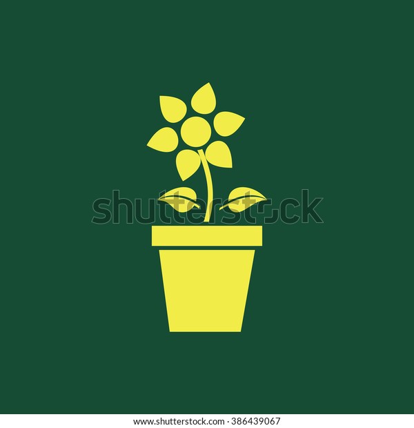 Yellow Icon Flower Plant Flower Vase Stock Vector Royalty Free