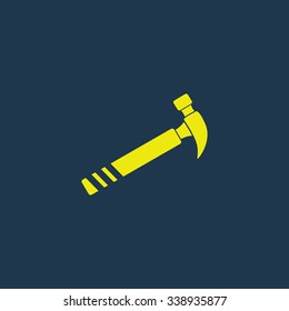 Yellow icon of Hammer on dark blue background. Eps.10
