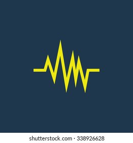 Yellow icon of Heart Beat-Pulse on dark blue background. Eps.10