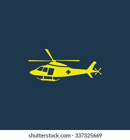 Yellow icon of Helicopter on dark blue background. Eps.10