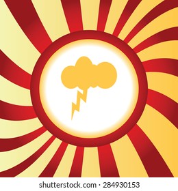 Yellow icon with image of cloud and lightning, in the middle of abstract background