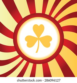 Yellow icon with image of clover, in the middle of abstract background