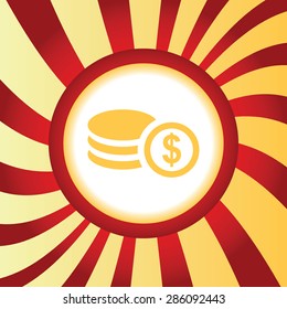 Yellow icon with image of dollar in the middle of abstract background