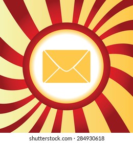 Yellow icon with image of envelope, in the middle of abstract background