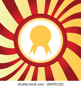 Yellow icon with image of first place award, in the middle of abstract background