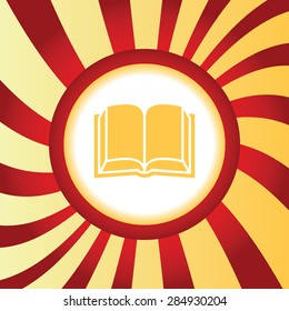 Yellow icon with image of open book, in the middle of abstract background