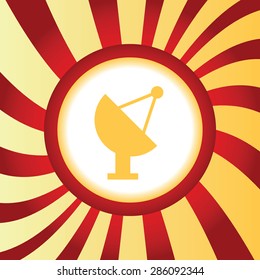 Yellow icon with image of satellite dish, in the middle of abstract background