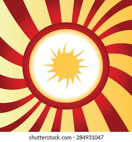 Yellow icon with image of starburst, in the middle of abstract background