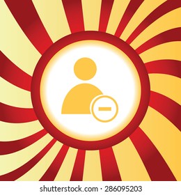Yellow icon with image of user and minus, in the middle of abstract background