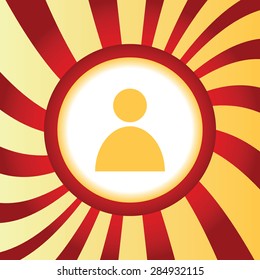 Yellow icon with image of user symbol, in the middle of abstract background