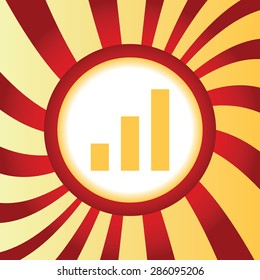 Yellow icon with image of volume scale, in the middle of abstract background