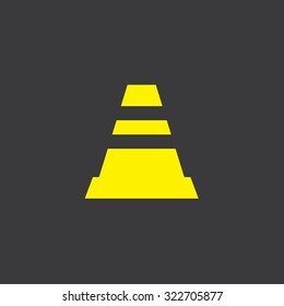 A Yellow Icon Isolated on a Grey Background Traffic Cone