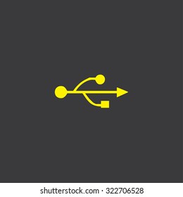 A Yellow Icon Isolated on a Grey Background USB Universal Serial Bus