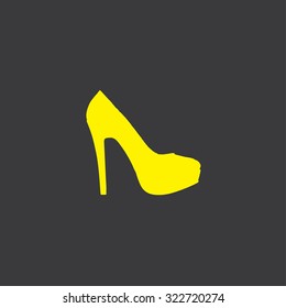 A Yellow Icon Isolated on a Grey Background High Heels
