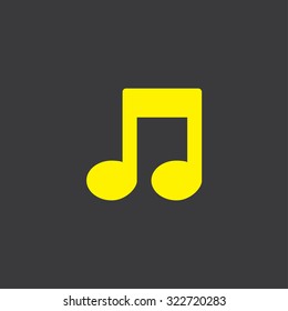 A Yellow Icon Isolated on a Grey Background Musical Note Double