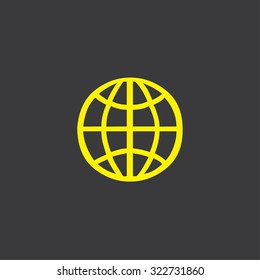 A Yellow Icon Isolated on a Grey Background Globe