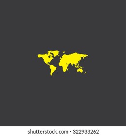 A Yellow Icon Isolated on a Grey Background World Map