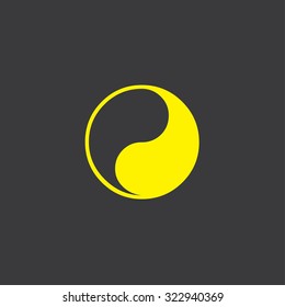 A Yellow Icon Isolated on a Grey Background Ying Yang