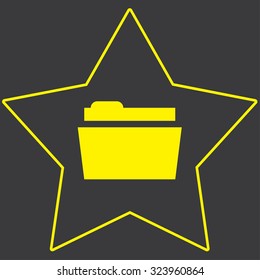 A Yellow Icon Isolated on a Grey Background inside a star - Folder