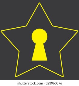 A Yellow Icon Isolated on a Grey Background inside a star - Keyhole