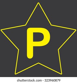 A Yellow Icon Isolated on a Grey Background inside a star - P