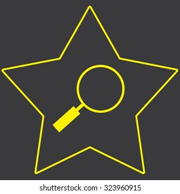 A Yellow Icon Isolated on a Grey Background inside a star - Magnifying Glass