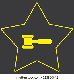 A Yellow Icon Isolated on a Grey Background inside a star - Hammer