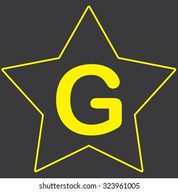 A Yellow Icon Isolated on a Grey Background inside a star - G