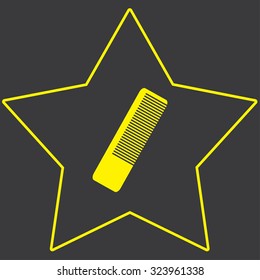 A Yellow Icon Isolated on a Grey Background inside a star - Hairbursh