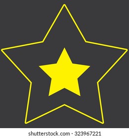 A Yellow Icon Isolated on a Grey Background inside a star - Star