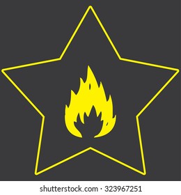 A Yellow Icon Isolated on a Grey Background inside a star - Fire