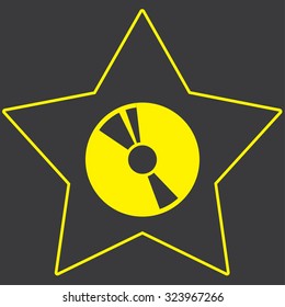 A Yellow Icon Isolated on a Grey Background inside a star - CD