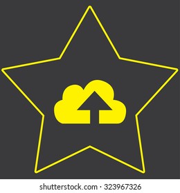 A Yellow Icon Isolated on a Grey Background inside a star - Upload
