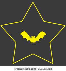 A Yellow Icon Isolated on a Grey Background inside a star - Bat