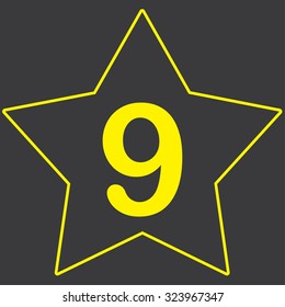 A Yellow Icon Isolated on a Grey Background inside a star - 9