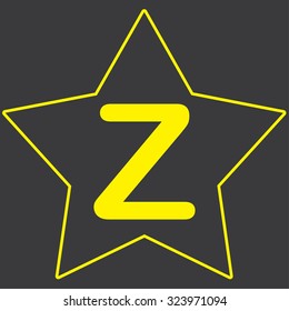 A Yellow Icon Isolated on a Grey Background inside a star - Z