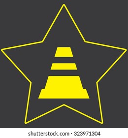 A Yellow Icon Isolated on a Grey Background inside a star - Traffic Cone