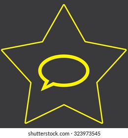 A Yellow Icon Isolated on a Grey Background inside a star - Speech Bubble