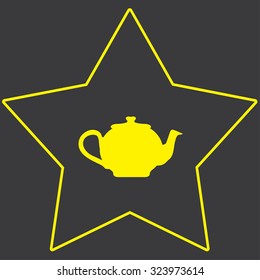 A Yellow Icon Isolated on a Grey Background inside a star - Teapot