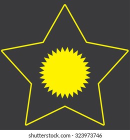 A Yellow Icon Isolated on a Grey Background inside a star - Speech Bubble