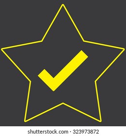 A Yellow Icon Isolated on a Grey Background inside a star - Tick