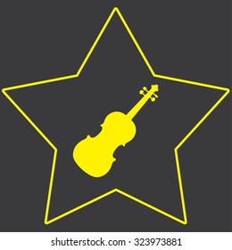 A Yellow Icon Isolated on a Grey Background inside a star - Violin