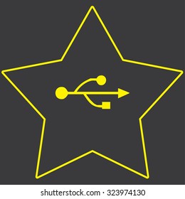 A Yellow Icon Isolated On A Grey Background Inside A Star - USB Universal Serial Bus