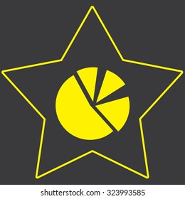 A Yellow Icon Isolated on a Grey Background inside a star - Pie Chart