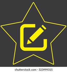 A Yellow Icon Isolated on a Grey Background inside a star - Pen and Paper