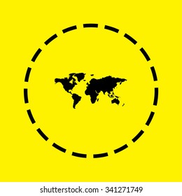 A Yellow Icon Isolated on a Grey Background - World Map
