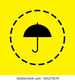 A Yellow Icon Isolated on a Grey Background - Umbrella