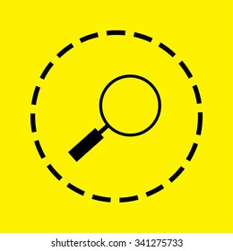 A Yellow Icon Isolated on a Grey Background - Magnifying Glass